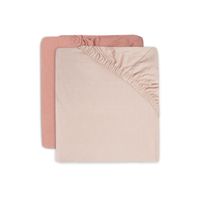 Jollein hoeslaken jersey 60 x 120 cm Pale Pink/Rosewood (2-pack) Maat - thumbnail