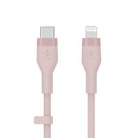 Belkin BoostCharge Flex siliconen USB Type C/Lightning-kabel (2 m), MFi-gecertificeerde 20 W PD Power Delivery-snellaadkabel voor iPhone 14/14 Plus, 13, 12, Pro, Max, mini, SE, iPad en meer – Roze
