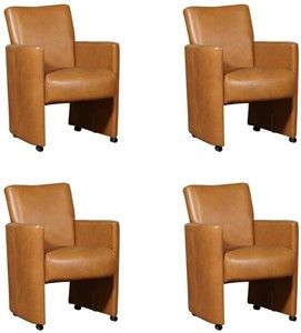 Set van 4 Cognac leren moderne eetkamerfauteuils Elegant - Granada leer Sahara (cognac leer)