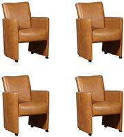 Set van 4 Cognac leren moderne eetkamerfauteuils Elegant - Granada leer Sahara (cognac leer)