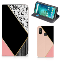 Xiaomi Mi A2 Lite Stand Case Zwart Roze Vormen