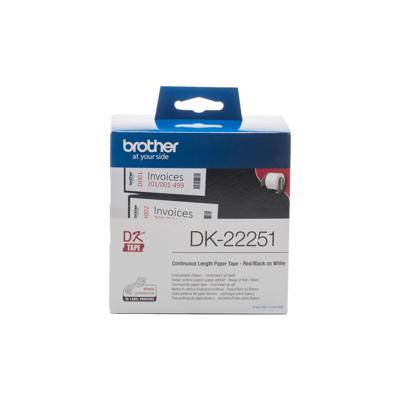 Brother DK-22251 labelprinter-tape Zwart en rood op wit Brother DK-22251 labelprinter-tape Zwart en rood op wit