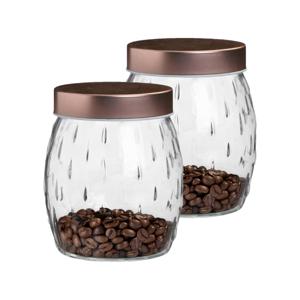 Voorraadpot/bewaarpot Beau - 2x - 2L - glas - koperen deksel - D13 x H22 cm