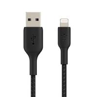 Belkin gevlochten Lightning-kabel (Boost Charge Lightning/USB-kabel voor iPhone, iPad, AirPods) MFi-gecertificeerde iPhone-laadkabel, gevlochten Lightning-kabel (15 cm, zwart)