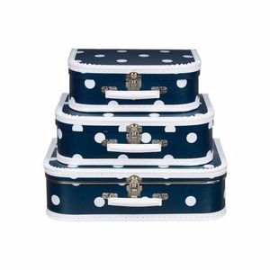 Kinderkoffertje navy witte stip 30 cm   -