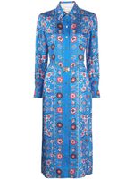 Tory Burch robe-chemise en soie à motif cachemire - Bleu - thumbnail