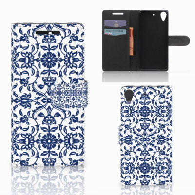 HTC Desire 628 Hoesje Flower Blue