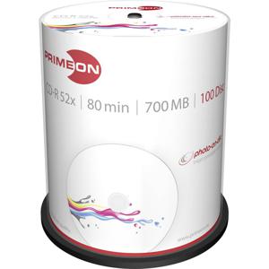 Primeon 2761106 CD-R 80 disc 700 MB 100 stuk(s) Spindel Bedrukbaar