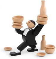 Kikkerland evenwichtsspel The Waiter 7,5 x 14 cm hout 14 delig