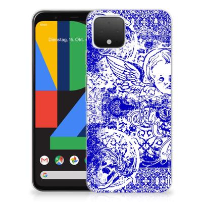 Silicone Back Case Google Pixel 4 Angel Skull Blauw Silicone Back Case Google Pixel 4 Angel Skull Blauw