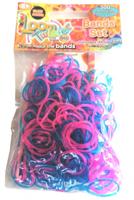 Loom Twister loombands Transparant roze/blauw 300 delig