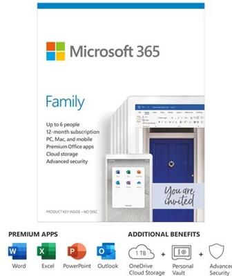 MICROSOFT   365 Family - Doos (1 jaar) - maximaal 6 mensen - zonder