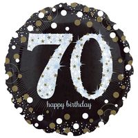 FolieBallon 70 jaar happy birthday sparkling gold 43cm - thumbnail