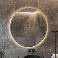 Spiegel BWS Star Rond met LED 120 cm Mat Goud - thumbnail