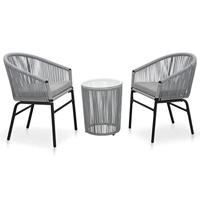 3-delige Bistroset met kussens PVC-rattan antraciet