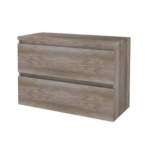 Badmeubelset Aquasplash Salt 100x46 cm Greeploos 2 Lades Met Afdekplaat Scotch Oak Aquasplash