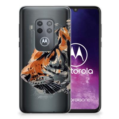 Hoesje maken Motorola One Zoom Watercolor Tiger Hoesje maken Motorola One Zoom Watercolor Tiger