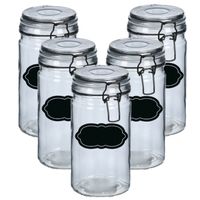 Weckpot/inmaakpot - 10x - 750 ml - glas - met beugelsluiting - incl. etiketten