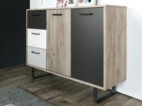Commode ORLEANS 2 deuren 3 lades craft grijze eik/kleurenmix