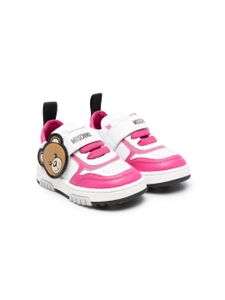 Moschino Kids baskets en cuir à applique Teddy Bear - Blanc