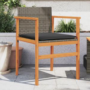 Tuinstoelen 2 st met kussens poly rattan en massief hout grijs