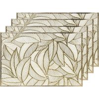 4x Gouden bladeren placemats 30 x 45 cm rechthoek