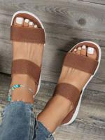 Summer Plain Synthetic Leather Slide Sandals