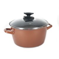 Rvs rose kookpan/pan met glazen deksel 24 cm 9 liter   - - thumbnail