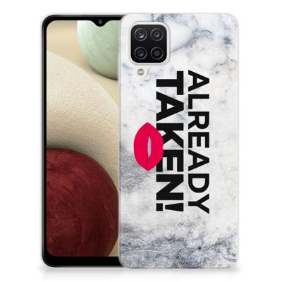 Samsung Galaxy A12 Siliconen hoesje met naam Already Taken White Samsung Galaxy A12 Siliconen hoesje met naam Already Taken White