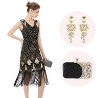 Retro vintage Roaring jaren '20 Jaren 1920 Flapper jurk Cosplay kostuum Outfits The Great Gatsby Dames Pailletten Kwastje Kerstmis Halloween Feest / Uitgaan 1 Paar Oorbellen Lightinthebox - thumbnail