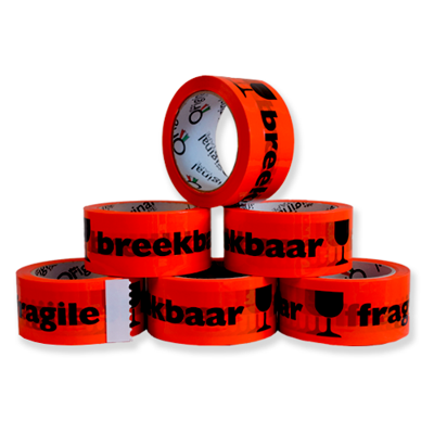 Verpakkingstape Breekbaar PP Acryl 50 mm x 66 m één pak met 6 rollen Verpakkingstape Breekbaar PP Acryl 50 mm x 66 m één pak met 6 rollen