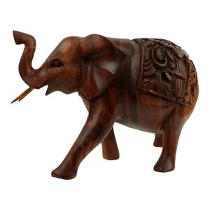 Houten Olifant met Houtsnijwerk (23 x 16 cm)