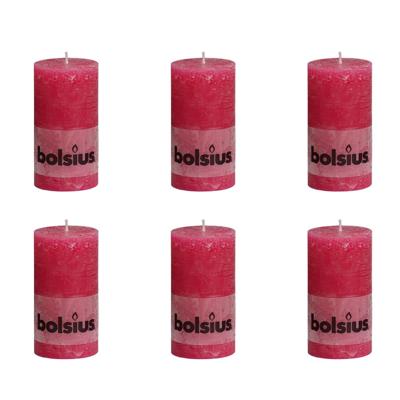 Bolsius Rustieke Stompkaarsen 130 x 68 mm 6 stuks fuchsia