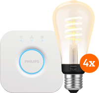 Philips Hue Filament White Ambiance Edison 4-Pack + Bridge