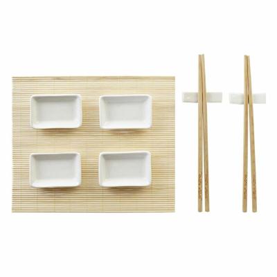Sushi set DKD Home Decor Metaal Bamboe Wit Natuurlijk Orientaals 30 x 40 cm 28 x 22 x 2,5 cm (9 Onderdelen)