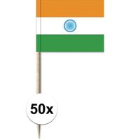 50x Cocktailprikkers India 8 cm vlaggetje landen decoratie   - - thumbnail