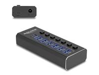 Delock 7 Port USB Hub with 3 Ports 10 Gbps and 4 Schnellladeports 5 Gbps
