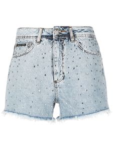 Philipp Plein short à ornements en cristal - Bleu