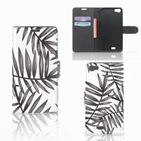 Wiko Lenny Hoesje Leaves Grey