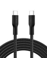 Belkin Eco Gevlochten USB-C to USB-C Kabel 3 m, 240 W - Zachte, flexibele snellaadkabel, Type C Laadkabel voor iPhone 16, Galaxy S25, Pixel 9, MacBook, iPad Pro en meer - Zwart USB 2.0, 3M