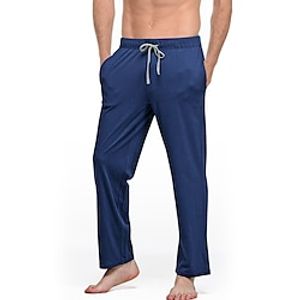 Voor heren Loungewear Pyjamabroek Lounge Broeken Effen Casual Comfortabel Huis Dagelijks Bed Polyester Comfort Zak Trekkoord Elastische taille Zomer Lente Zwart Wit Lightinthebox