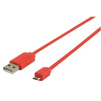 Micro USB kabel plat (rood 1m) voor o.a. smartphones - thumbnail