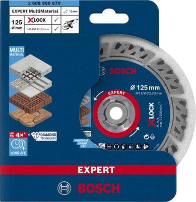 Bosch Accessories 2608900670 EXPERT MultiMaterial X-LOCK Diamanten doorslijpschijf Diameter 125 mm Boordiameter 22.23 mm Steen, Beton, Baksteen 1 stuk(s)