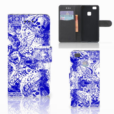 Telefoonhoesje met Naam Huawei P9 Lite Angel Skull Blauw