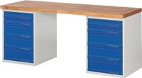 Promat Werkbank | serie BK 650 | B2000xD700xH840mm | beukenhout | lichtgrijs RAL7035 gentiaanblauw - 9000425533 9000425533 - thumbnail