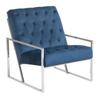 Beliani - HARSTAD - Fauteuil - Donkerblauw - Fluweel