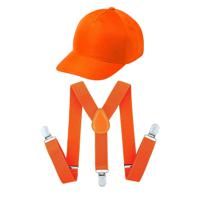 Koningsdag/sport verkleed set compleet - baseballcap en bretels - oranje - heren/dames