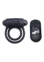 Silicone Cock Ring & Bullet with Remote Control - Black