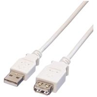 VALUE USB 2.0 kabel, type A-A, M/F, wit, 1,8 m - thumbnail