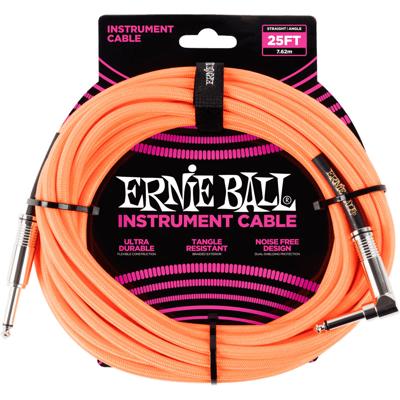 Ernie Ball 6067 Braided Instrument Cable, 7.5 meter, Neon Orange Ernie Ball 6067 Braided Instrument Cable, 7.5 meter, Neon Orange